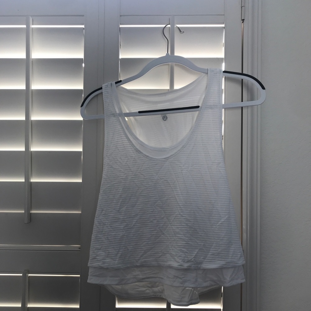 White two layer lulu lemon tank top